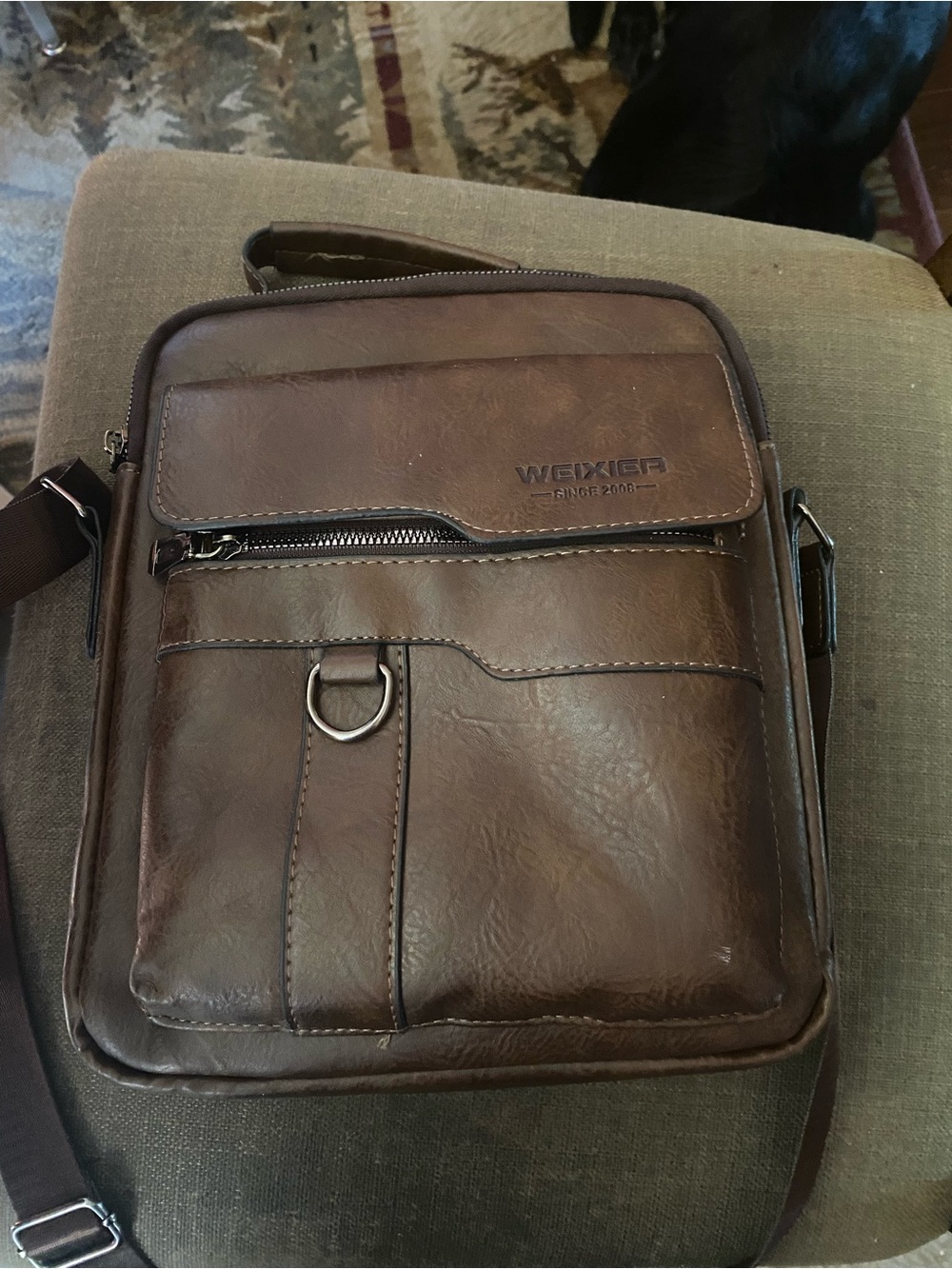 WEIXIER Brown Messenger Bag for Men crossbody shoulder